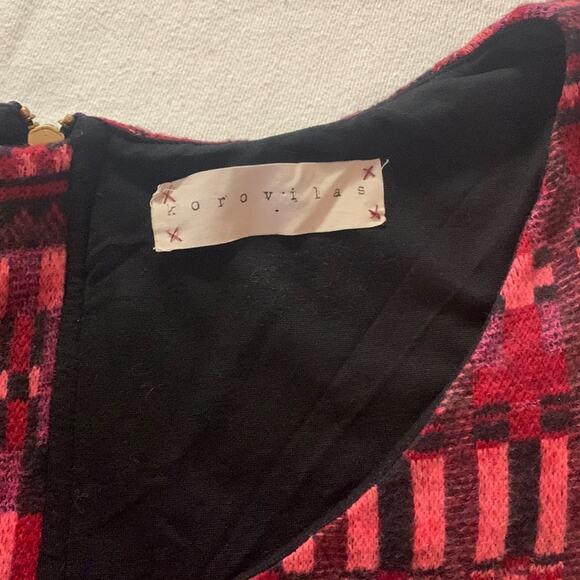 Korovilas anthropologe womens large isabell dress burgundy picasso print red woo - Picture 3 of 16